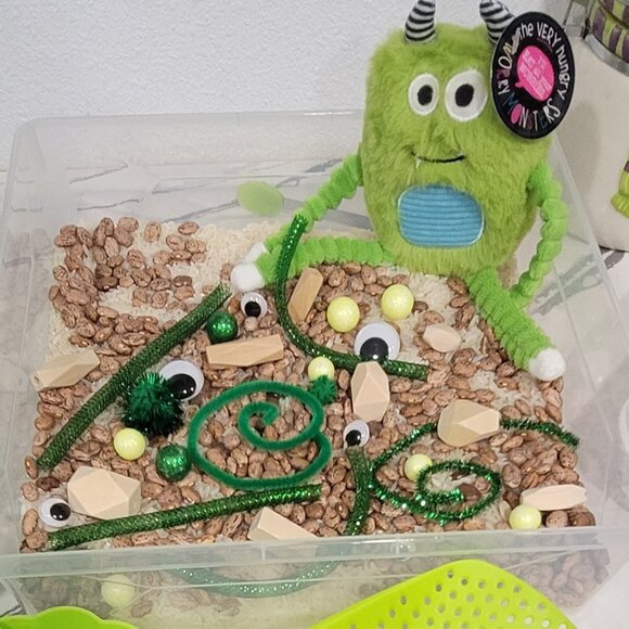 Monsters Sensory Bin Kit Toddler Activity Set For Fine Motor Skills Pretend Play - Picture 7 of 7